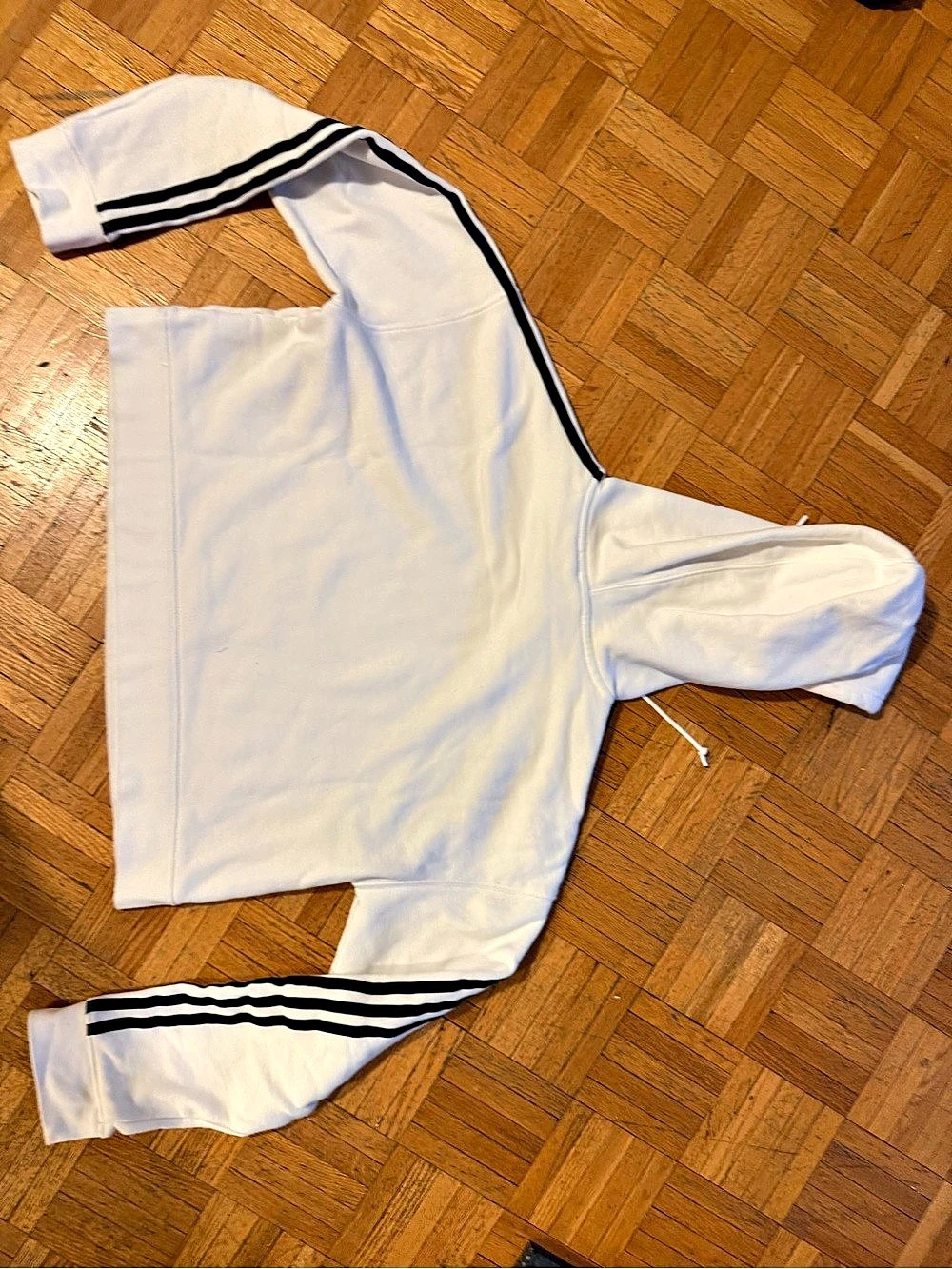 adidas Originals Trefoil Cropped Hoodie White Size Medium